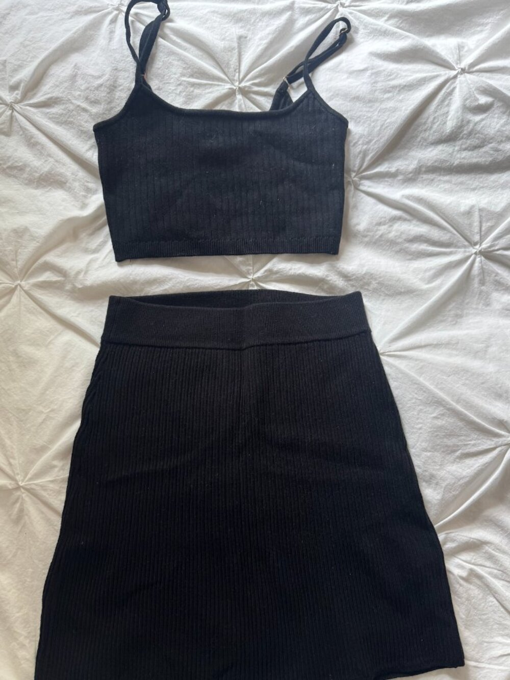 Free People Ribbed Knit Two-Piece Set — Black — XS